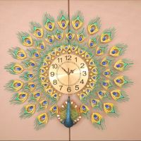 Mechanism Metal Giant Wall Clocks Modern Design Peacock European Living Room Silent Wall Clocks Horloge Murale Home Decoration