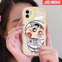 เคส JIUMOO สำหรับ iPhone 11 Pro 11 Pro Max เคสโทรศัพท์แบบใสดินสอสีการ์ตูนหน้าแข้งนักบินอวกาศสีสันสดใสกรอบซิลิโคนกันกระแทกป้องกันเลนส์กล้องเคสนิ่มโปร่งใส