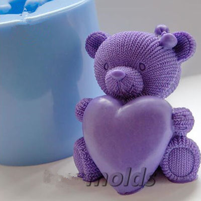 PRZY Knitted Teddy Heart 3D Silicone Mold for Soap&amp;candles Making Cake Decorating Tool DIY Craft Molds Resin Clay Baking Tools