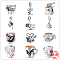 New 925 Sterling Silver Coffee Cups &amp; Coffee Machines Charm Beads Fit Original celet DIY Jewelry Making Gift2023