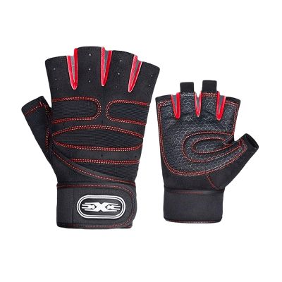 hotx【DT】 Men Gym Gloves Weightlifting Training Fingerless Half Cycling Non-Slip Wrist Support