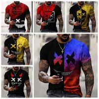 CODLi Ji Men Casual Loose Men 3D Printing Couple Short Sleeves Fashion Color Matching Smiley Face Printing T-shirt XXS-6XL