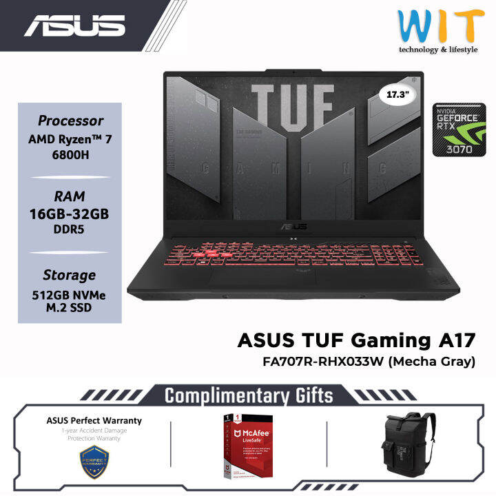 Asus Tuf Gaming A17 Fa707r Rhx033w Amd Ryzen 7 6800h 16gb 32gb Ram 512gb Ssd 17 3 Fhd