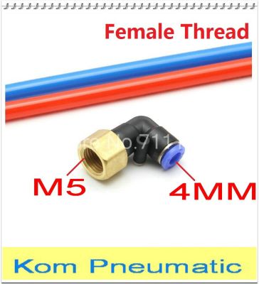 L Type 4mm To M5 Female Thread Elbow Pneumatic PU Hose Gas Connector 90 degree PLF 4-M5 Nylon Pipe Exhaust Joint Air Fitting Pipe Fittings Accessories