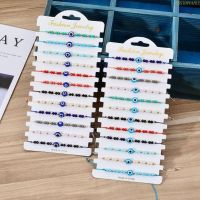 blg 12x Lucky Devils Eye Bracelets Adjustable Wax Rope Hand Bracelet Crystal Beads Bracelets Women Girls Ornaments Gift 【JULY】