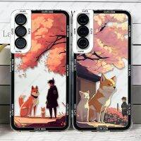 2เคสเหมาะสำหรับ Samsung Galaxy S20 S21 S22 S23 A13 A32 A33 A50 A52 A53 A73 A54ปลอกนิ่มน่ารักหมาใต้ต้นซากุระ