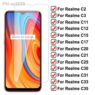 Full Cover Tempered Glass For Realme C2 C3 C3i C11 C12 C15 C17 Screen Protector C20 C20A C21 C21Y C25 C25Y C30 C31 C33 C35 Glass
