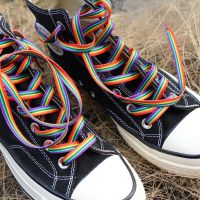 120cm Rainbow Shoelace Gradient Color Low-cut High Top Canvas Shoes Laces Rainbow Personalized Printing Shoelaces Accessories