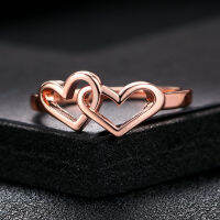 Heart to Heart Romantic Rings Rose GoldSilver Color Fashion Engagement Jewelry For Women Lovers Wholesale DWR215M