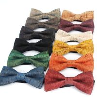 Fashion New Fancy Cork Wood Mens Bow Ties Novelty Handmade Solid Bowtie Butterfly Wedding Party Man Gift Accessories Neckwear Nails Screws Fasteners