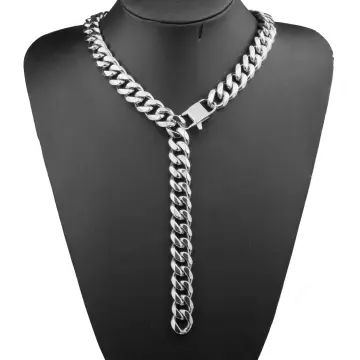Men Choker Tail Hip Hop Rapper Stainless Steel Cuban Chain Necklace