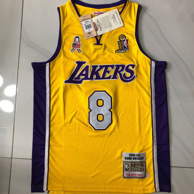 Top-quality Authentic Exquisite Embroidery Jersey Mens 2001-02 Los Angeles Lakerss 8 Kobee Bryantt Mitchell Ness Retro Swingman Jersey - Gold