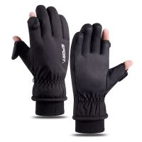 【CW】Men Winter Waterproof Cycling Gloves Outdoor Sports Running Motorcycle Ski Touch Screen Fleece Gloves Non-slip Warm Full Fingers