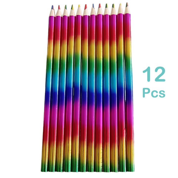 bali-ดินสอสีรุ้งเข้มข้น12ชิ้นชุดดินสอสีน่ารักสำหรับเด็กดินสอสีโรงเรียนดินสอสี