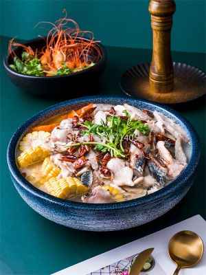 ชามหม้อใหญ่ปลากะหล่ำปลีดองชามโถซุปขนาดใหญ่ชามก๋วยเตี๋ยวหม้อซุปชามเซรามิกในครัวเรือนชามต้มปลา Guanpai4