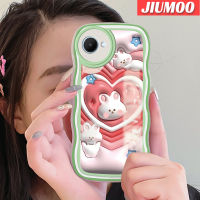 JIUMOO เคสสำหรับ Realme C30 C30s Narzo 50i Prime Case การ์ตูน3D กระต่ายน่ารักแฟชั่นครีมลายคลื่นสีสันเคสโทรศัพท์แบบใสป้องกันเลนส์กล้องเคสนิ่มโปร่งใสเคสซิลิโคนกันกระแทก