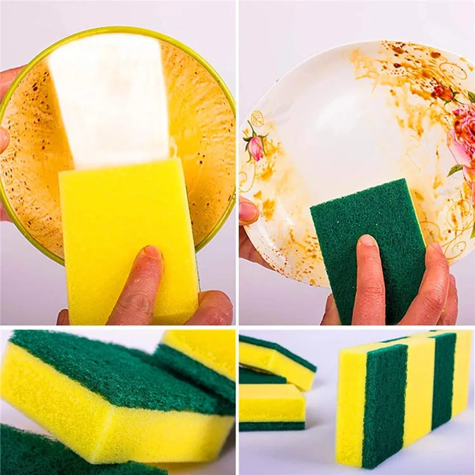 Non-scratch Cellulose Scrub Sponge, Dual-sided Dishwashing Sponge