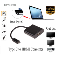 REOPYG HDMI ตัวเมียชนิด C เป็น HDMI-อะแดปเตอร์แปลงสายเคเบิลตัวผู้เป็นตัวเมีย Type C เป็นตัวแปลง HDMI การออกแบบที่บาง1080P USB C เป็นสายอะแดปเตอร์ HDMI สำหรับพีซีแล็ปท็อปแท็บเล็ต HDTV