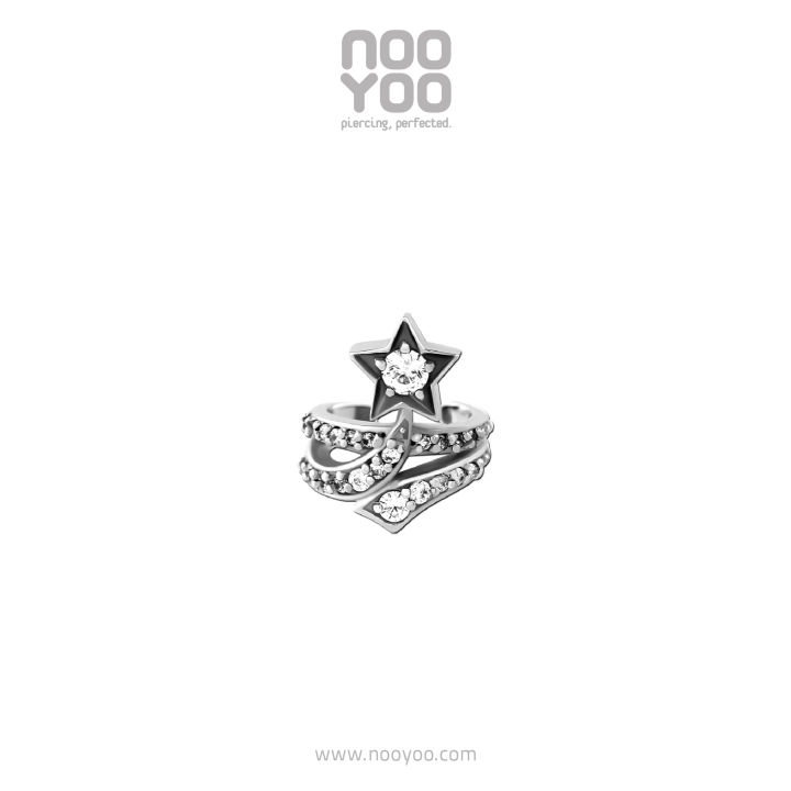 nooyoo-ต่างหูสำหรับผิวแพ้ง่าย-ear-cuff-hanging-star-surgical-steel