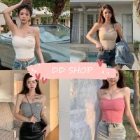 DD SHOPพร้อมส่ง 31010 เสื้อ เกาะอกไหมพรม สีน่ารักใส่สบาย ดีเทลแถมเข็มกัดBB