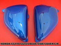 HONDA CG110 CG125 "BLUE" SIDE COVER (LH&amp;RH) SET PAIR // NO LOGO EMBLEM // #ฝากระเป๋าข้าง #ชุดปิดฝาข้างรถ สีน้ำเงิน งานสวย คุณภาพดี