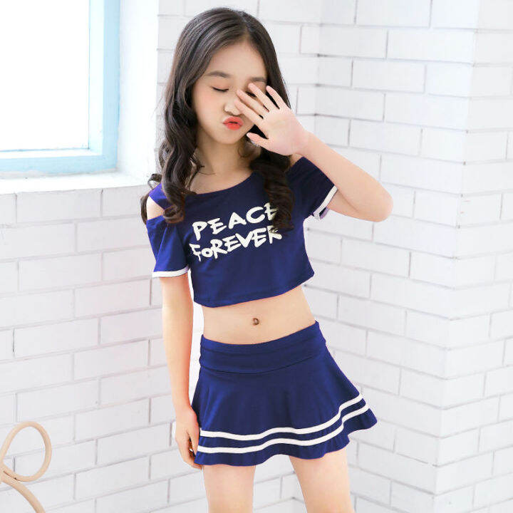 Children Swimwear Girls Print Two Pieces Swim Suits Cute Princess Girl