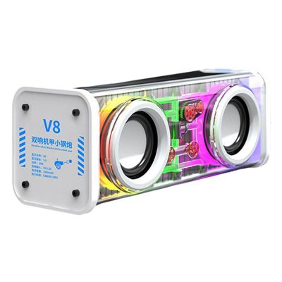 V8 Transparent Bluetooth Speakers RGB Light Wireless Outdoor Sports Bluetooth Audio TWS Subwoofer Speaker