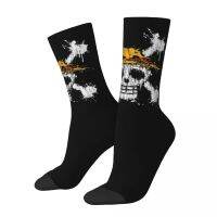 One Piece Straw Hat Pirates Socks Men Women Fashion Skull Flag Socks Novelty Spring Summer Autumn Winter Middle Tube Socks Gifts