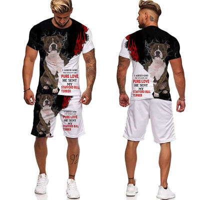 Summer 3D Dogs Printed T-shirt Shorts Sets Mens Sportswear Tracksuit O Neck Short Sleeve T-shirt Cool Mens Clothing Suit
