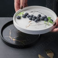 Classic Ceramic Tray European Style Storage Tray Marble Circular Tray Living Room Wine Cabinet Small Decoration Trays Decorative