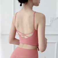 Women Clothing String Cross Beauty Back Sports Bra High Elasticity Push Up Yoga Crop Top Gym Fitness Running Jogger Vest Clothes