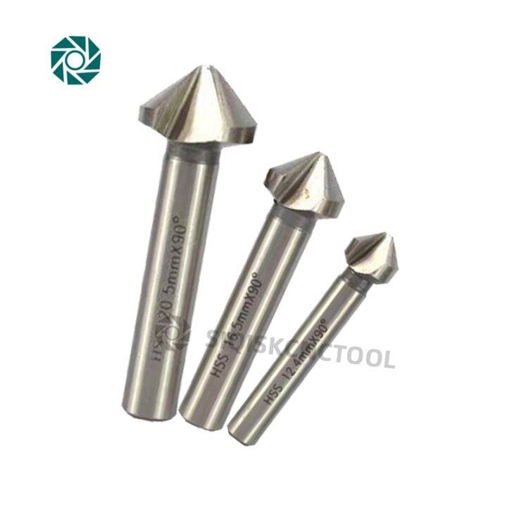 hss-chamfer-chamfering-cutter-end-mill-เครื่องมือ-countersink-drill-bit-set-to-wood-stell-chamfer-cutter-power-tool-3-flute-90-องศา