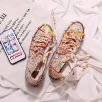 ☽◈  In the spring of 2021 high help handpainted graffiti ulzzang joker canvas shoes shoes lovers tide female 1970 students