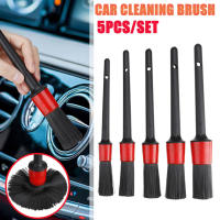 5PCS Car Detailing Brushes Cleaning Brush Set Cleaning Wheels Tire Interior Exterior Leather Air Vents Car Cleaning Kit Tools