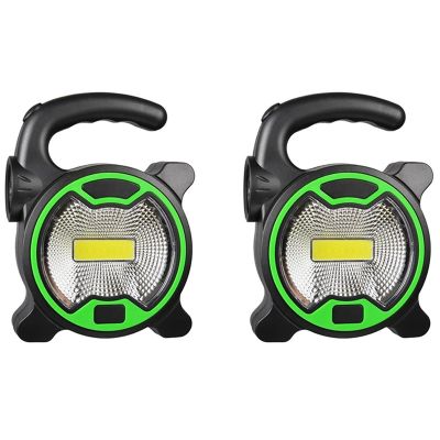 2X Portable Work Lamp LED Lantern Waterproof Emergency Spotlight Rechargeable Floodlight for Outdoor Hiking,Green