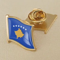 Kosovo Kosovo National Flag Crystal Resin Drop Badge Brooch Flag Badges of All Countries in the World All-metal Brooch Copper Brooch Collection