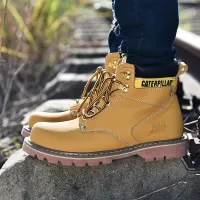 【Ready Stock 】Caterpillar Genuine Leather Couple Boots Men Outdoor Work Boots Soft Toe Boots（35-45））