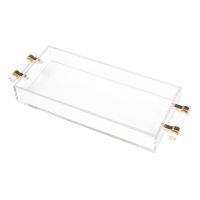 Clear Acrylic Rectangular Teacup Tray Lucite Bread Tray Serving Tray Candy Tray Hotel Dinner Storage Tray Organizer with Handles Baking Trays  Pans