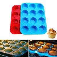 Mini Muffin 12 Holes Silicone Round Mould DIY Cupcake Cookies Fondant Baking Pan Non-Stick Pudding Steamed Cake Mold Baking Tool