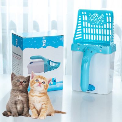 Integrated Plastic Cat Litter Shovel Kitten Feces Separator Detachable Toilet Cleanning Tool with Disposal Bag for Free