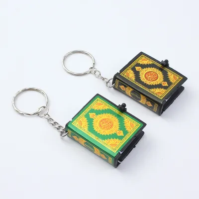 Muslim Pendant Keychain Real Paper Keychain Mini Ark Keychain Resin Islamic Keychain Quran Book Keychain