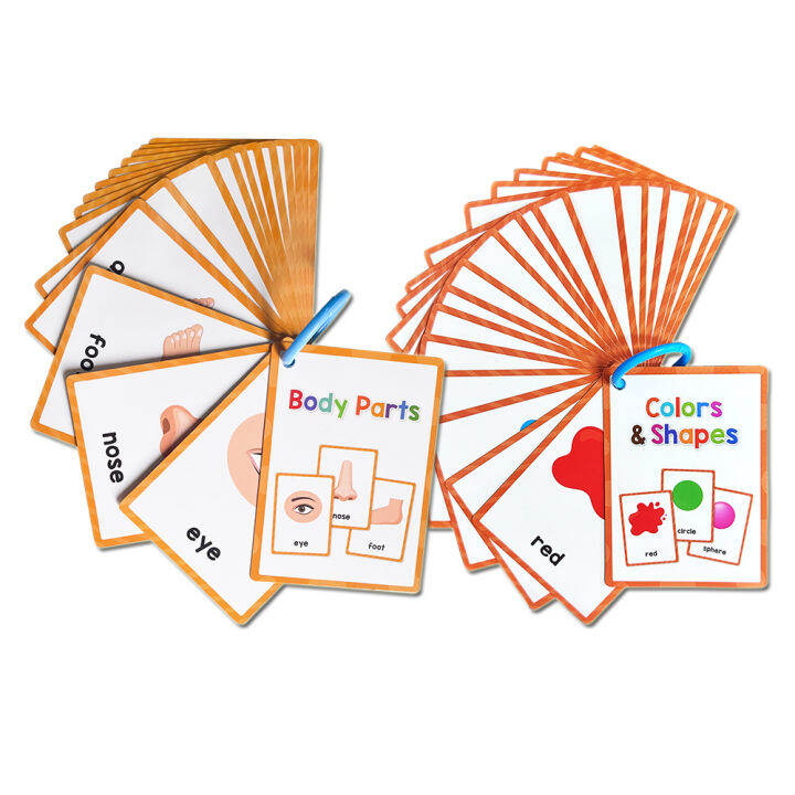 Kids Educational Flash Cards Set First Words Colors Shapes Body Part