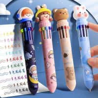 Ten-color ballpoint pen cartoon cute creative multi-color ballpoint pen push-type color multi-function pen multi-color pen in one