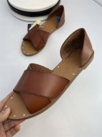 Old Meiyuan Single Retro Cross Strap Flat Sandals [Superfiber] Classic Large Size Soft Sole Soft Surface Roman Sandals Women 【QYUE】