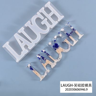 [COD] Yu Meiren diy crystal glue mold pendant English word LAUGH laughing listed door plate mirror silicone
