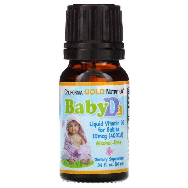 วิตามินดีสาม-ชนิดน้ำ-สำหรับเด็กแรกเกิด-1ขวบ-liquid-vitamin-d3-for-babies-10mcg-10ml-california-gold-nutrition-d-3