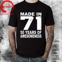 Men Tshirt Made In 71 50 Years Of Awesomeness 1971 Birthday Vintage Anime Clothes Shirt 50 Years Old Born In 1971 Cotton T-Shirt