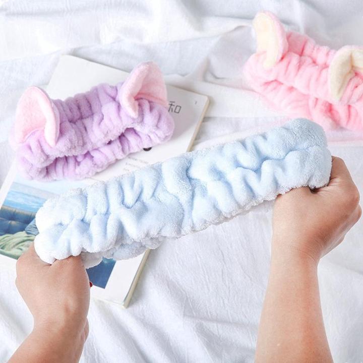 women-rabbit-ear-hair-band-bath-spa-makeup-wrap-wash-face-elastic-headband