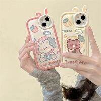 [Disen electronic] กระต่ายน่ารักเลนส์การ์ตูนเคสโทรศัพท์สำหรับ iPhone 14 13 12 11 Pro Max หมีน่ารักกระต่ายสำหรับ14Pro 14Plus ป้องกัน Funda