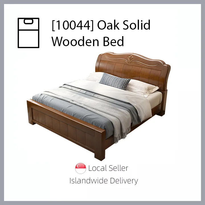 10044 All Solid Wood Bed Oak 1 5 M Single Chinese Style Master Storage Furniture 8 Double Lazada Singapore All Solid Wood Bed Oak 1 5 M Single, Asian King Size Bed Measurement